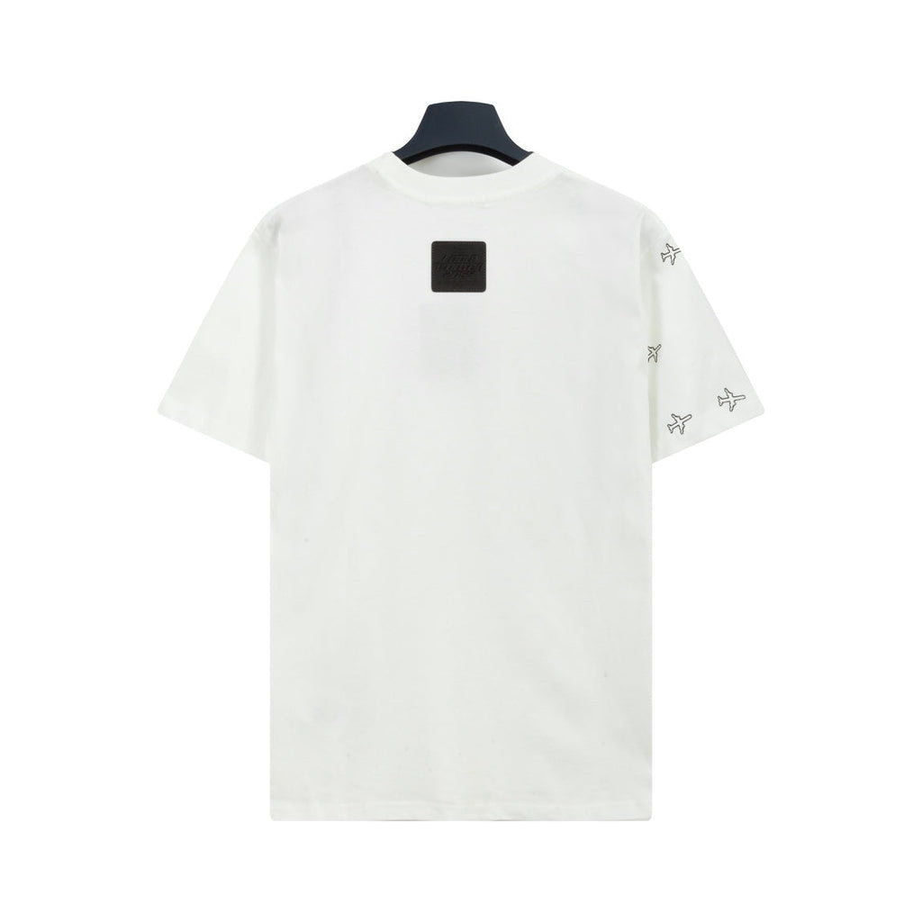 Small airplane gradient print short-sleeved T-shirt