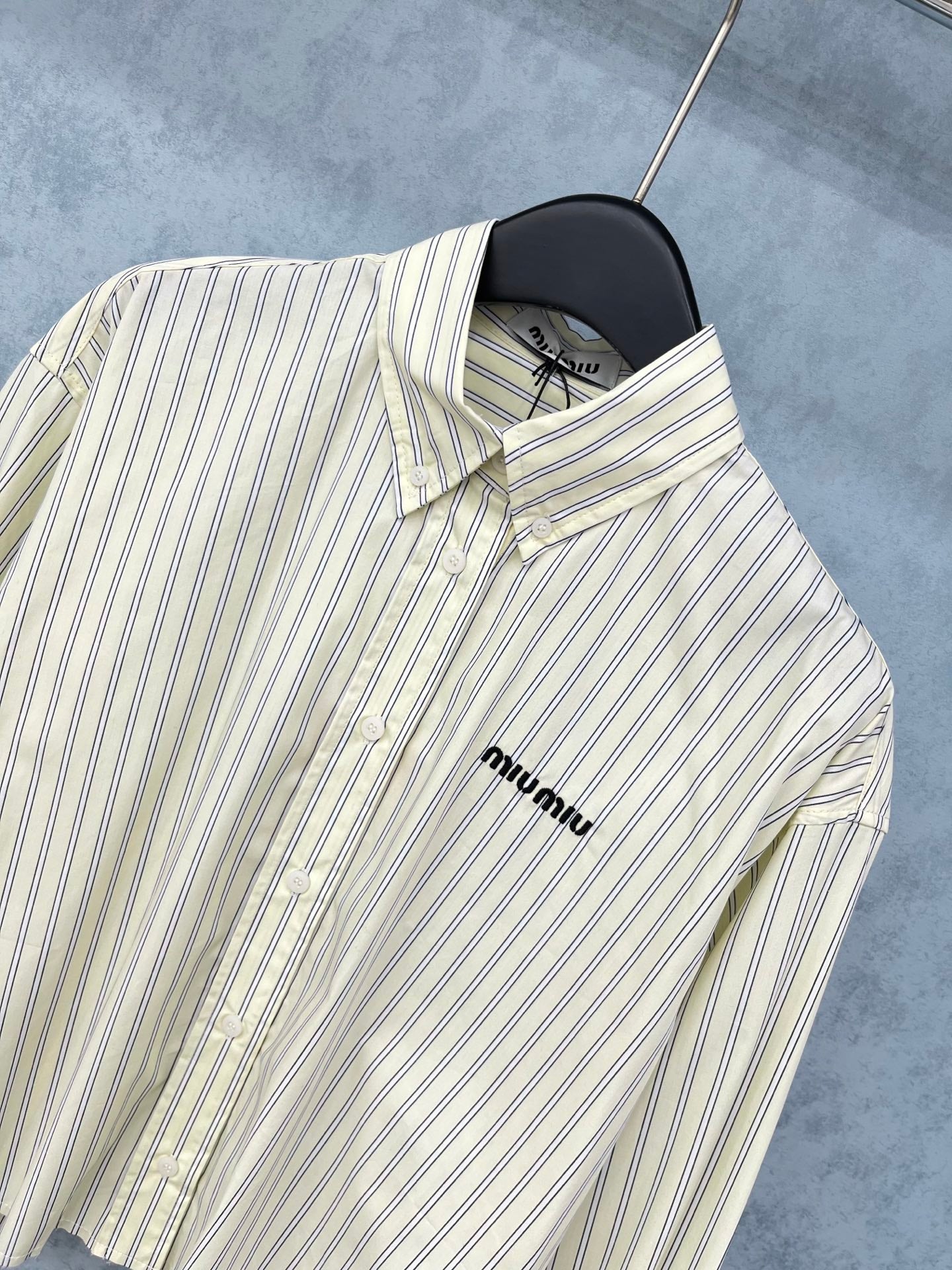 Trending Striped Collared Embroidered Short Shirt