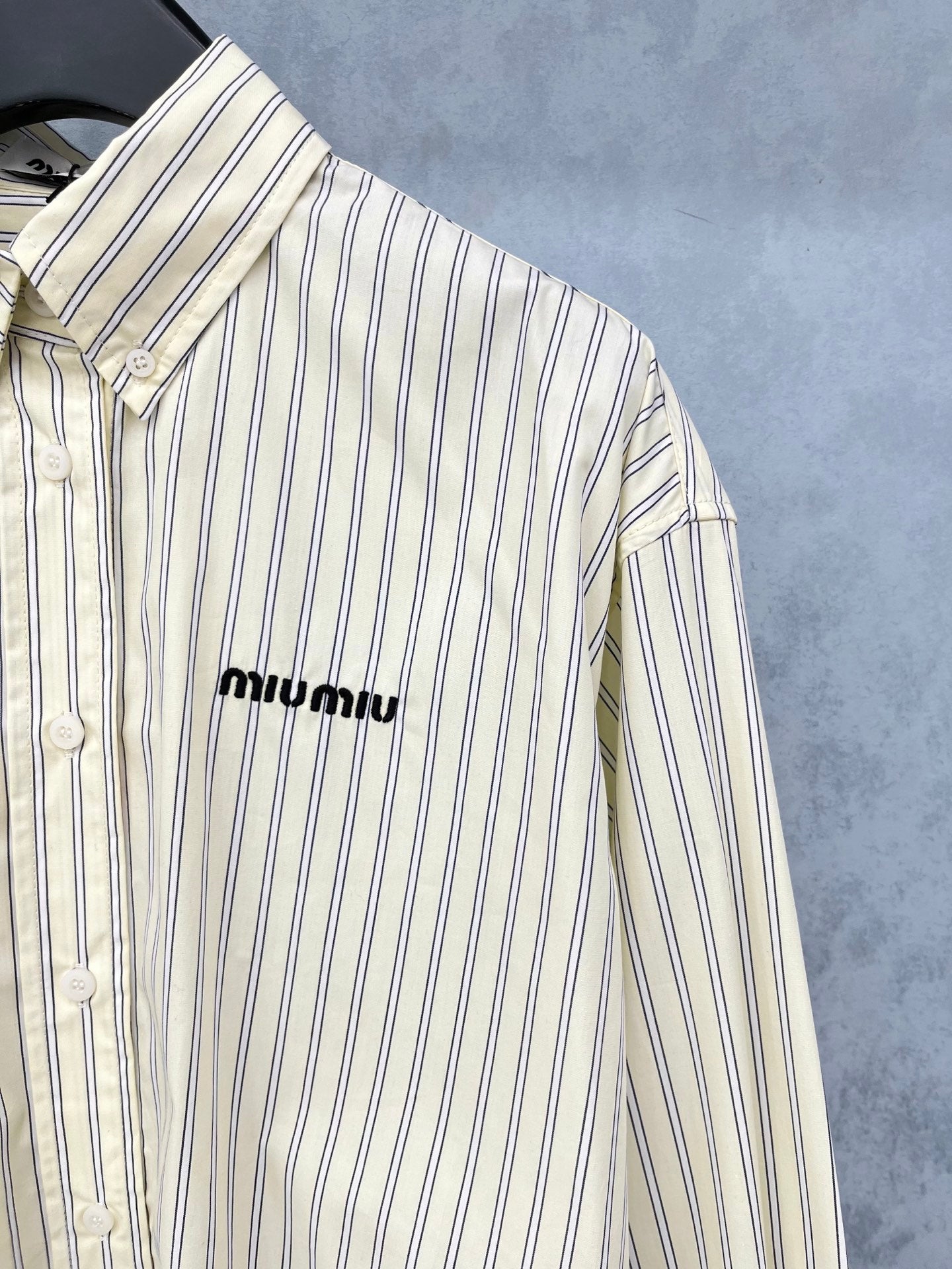 Trending Striped Collared Embroidered Short Shirt