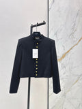 Latest Autumn/Winter Black and Gold Series Jacket with Gold Buckle Decoration