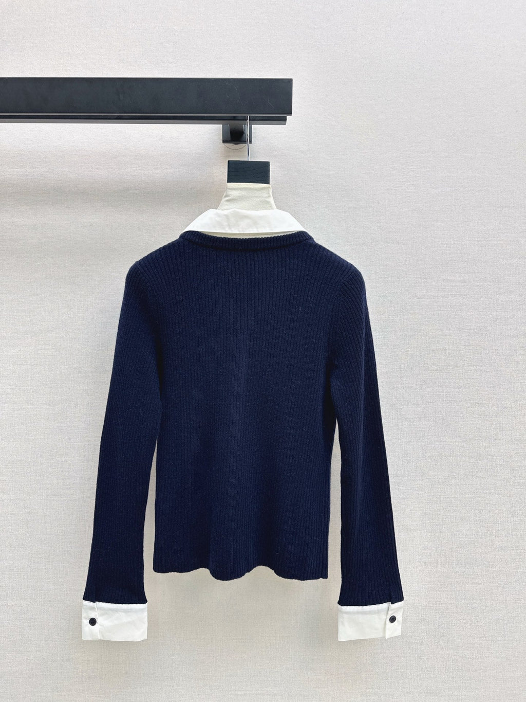 Latest design: Patchwork faux two-piece knit top