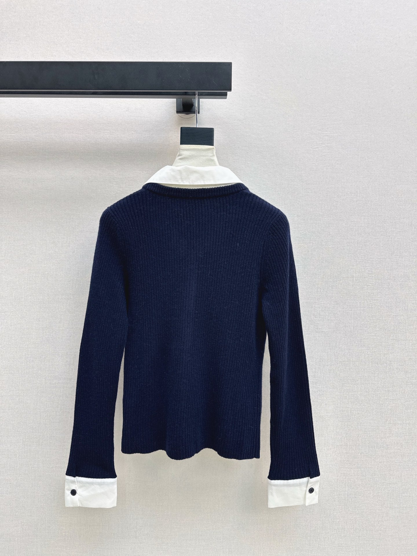 Latest design: Patchwork faux two-piece knit top