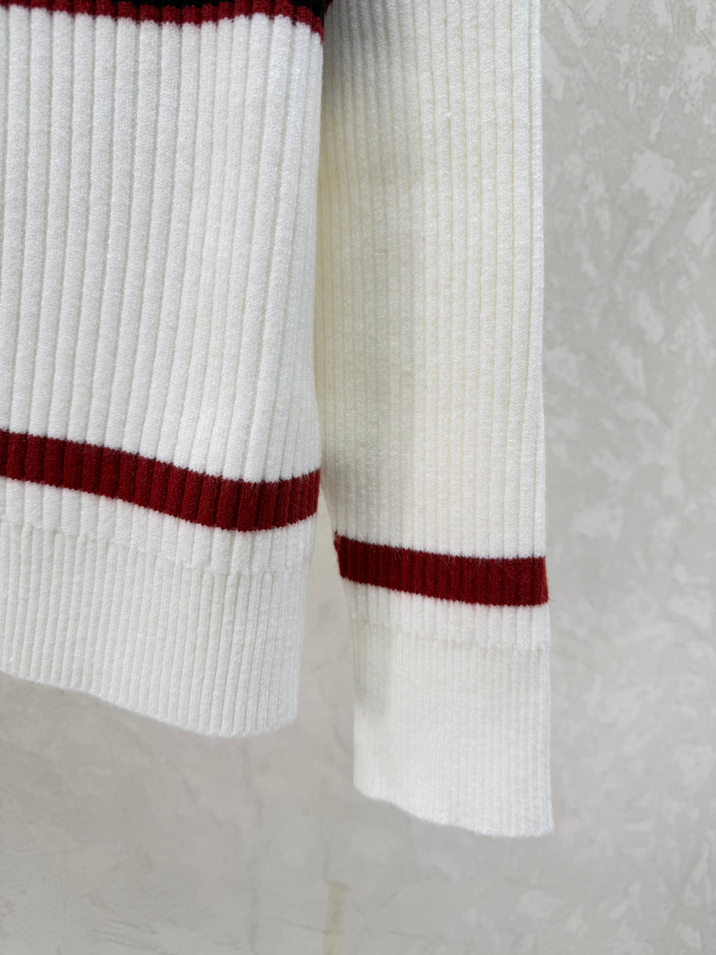 Color-blocked striped turtleneck knit long-sleeved cardigan