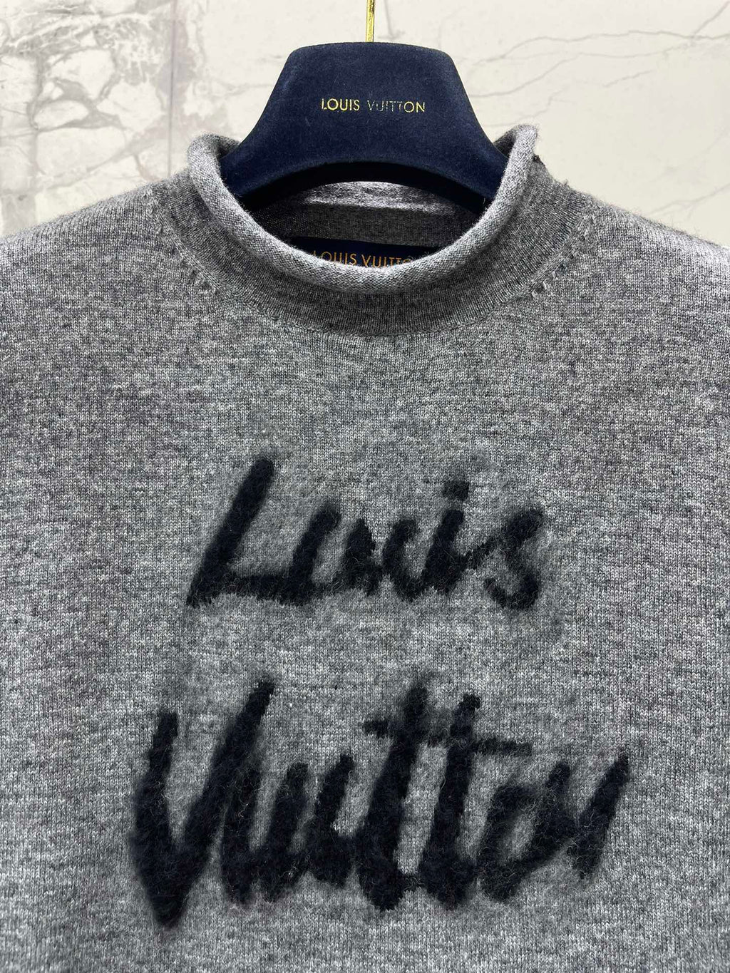 Letter-print Jacquard Cashmere Knit Sweater