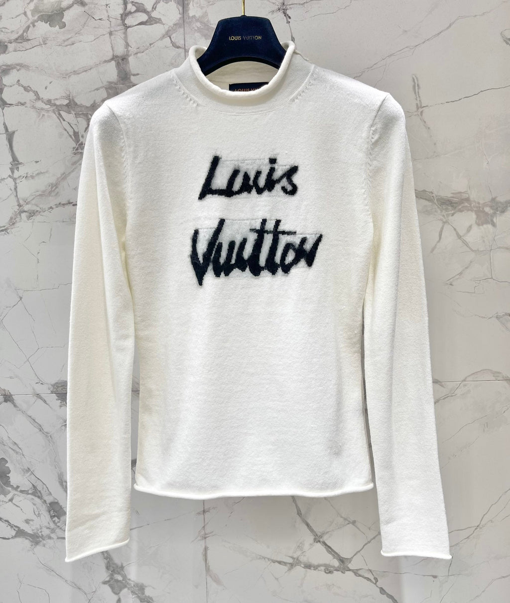 Letter-print Jacquard Cashmere Knit Sweater