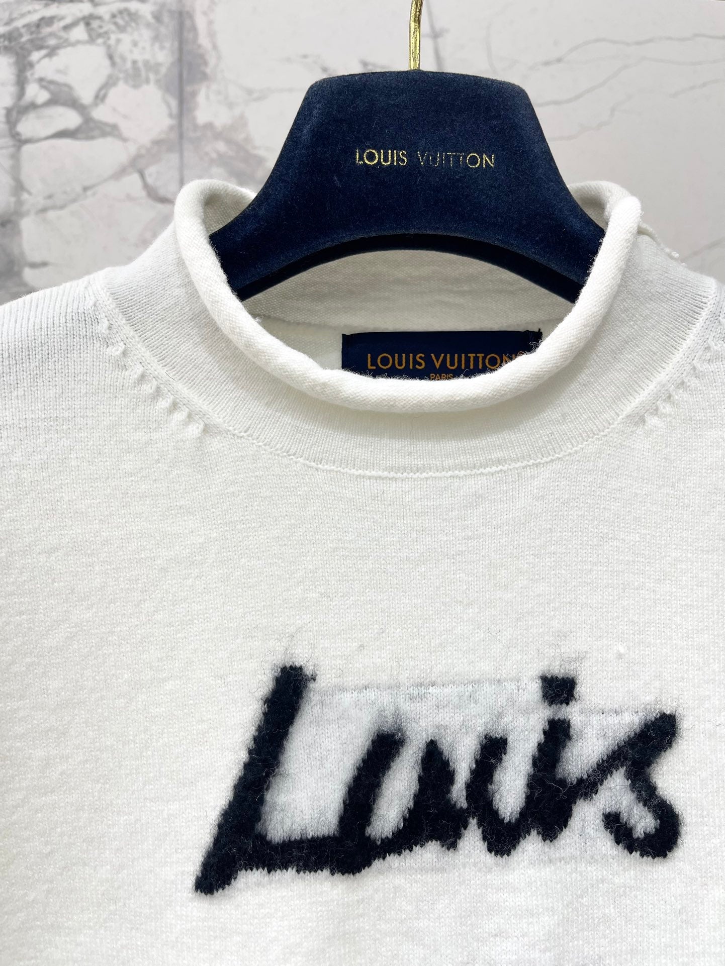 Letter-print Jacquard Cashmere Knit Sweater