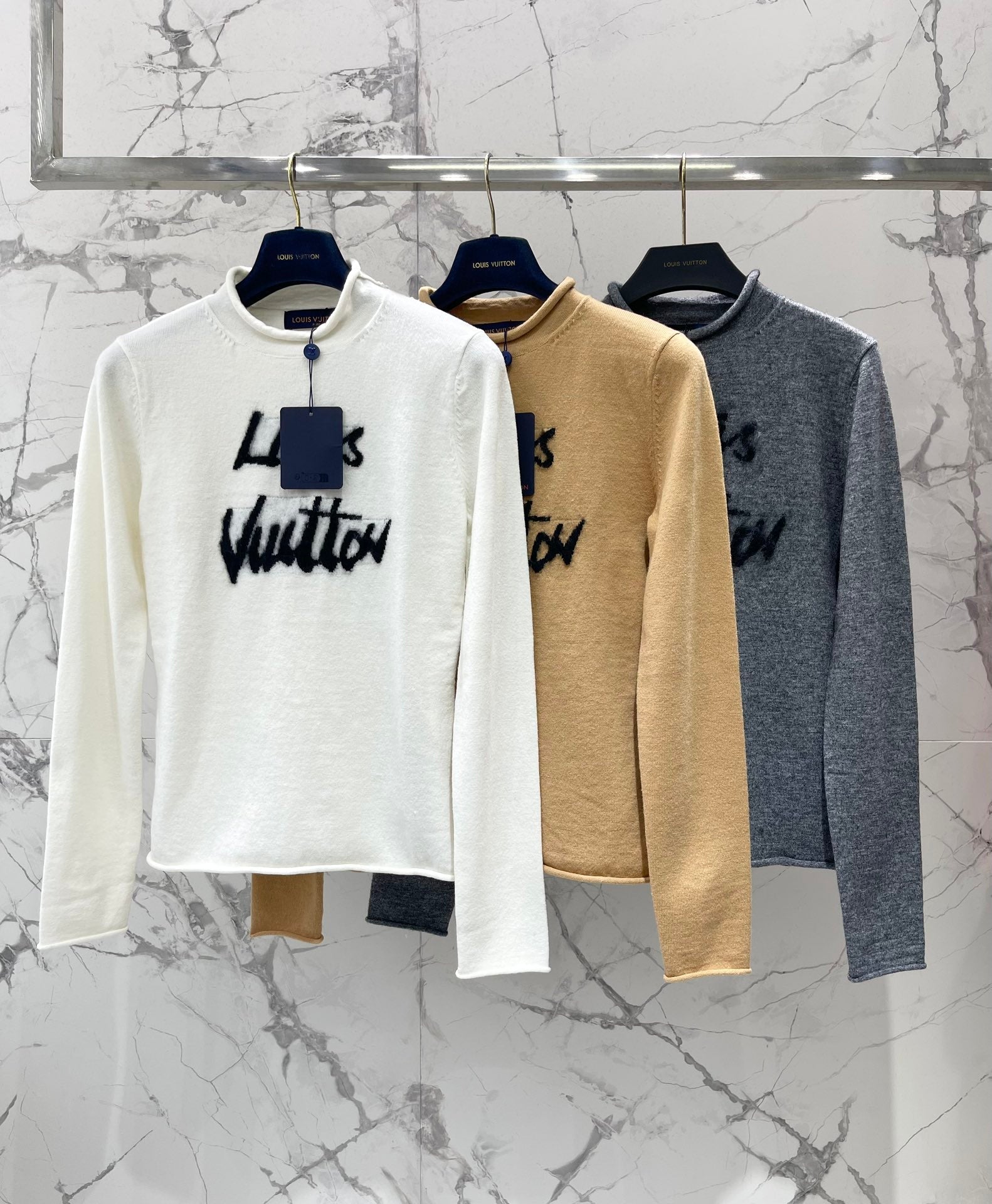 Letter-print Jacquard Cashmere Knit Sweater