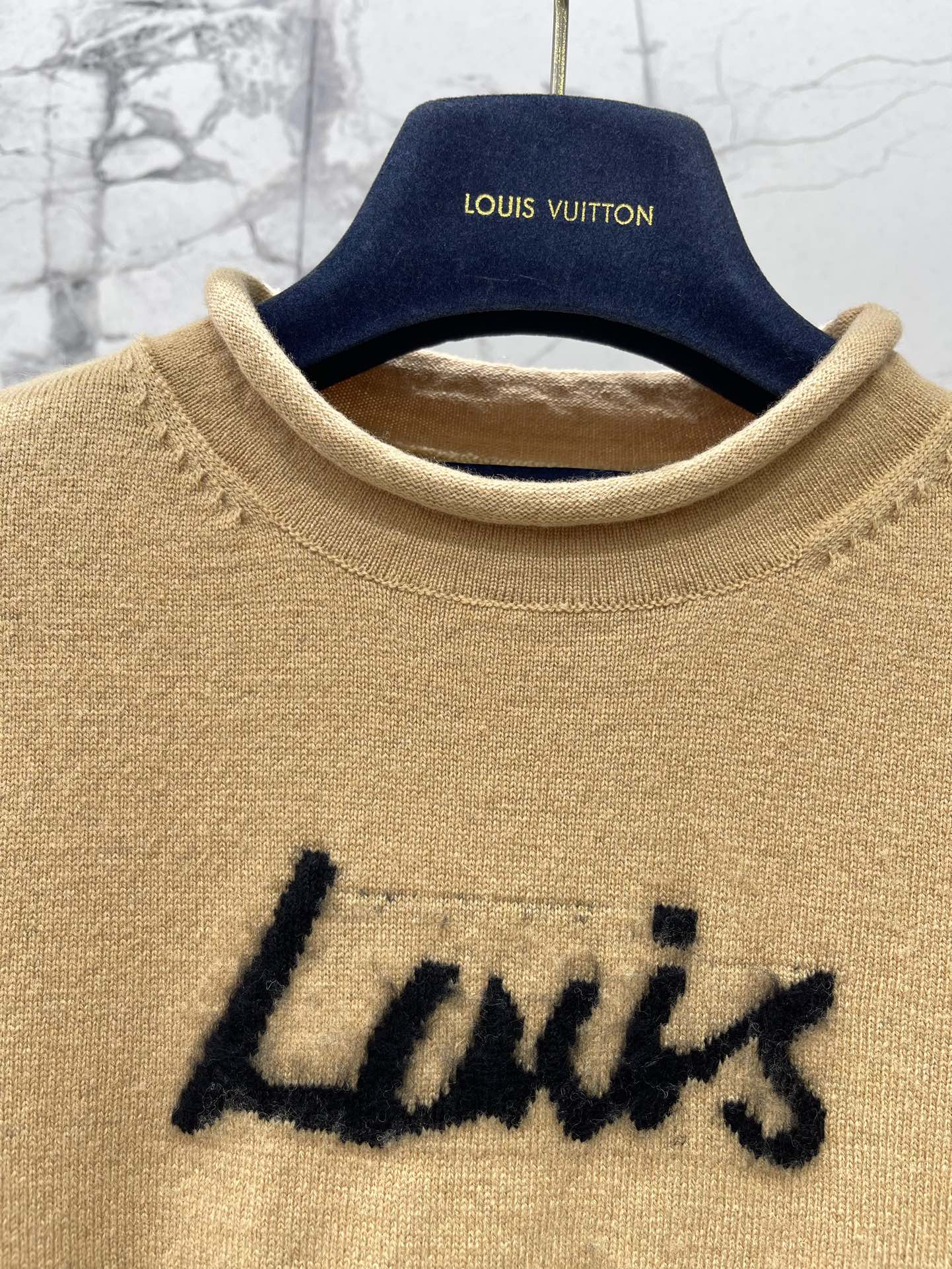 Letter-print Jacquard Cashmere Knit Sweater