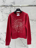 New heavy-duty star embroidery and rhinestone details knit sweater