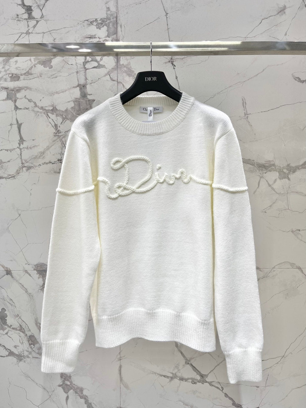 New Ribbon Jacquard Embroidered Letter Wool Knit Sweater