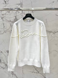 New Ribbon Jacquard Embroidered Letter Wool Knit Sweater
