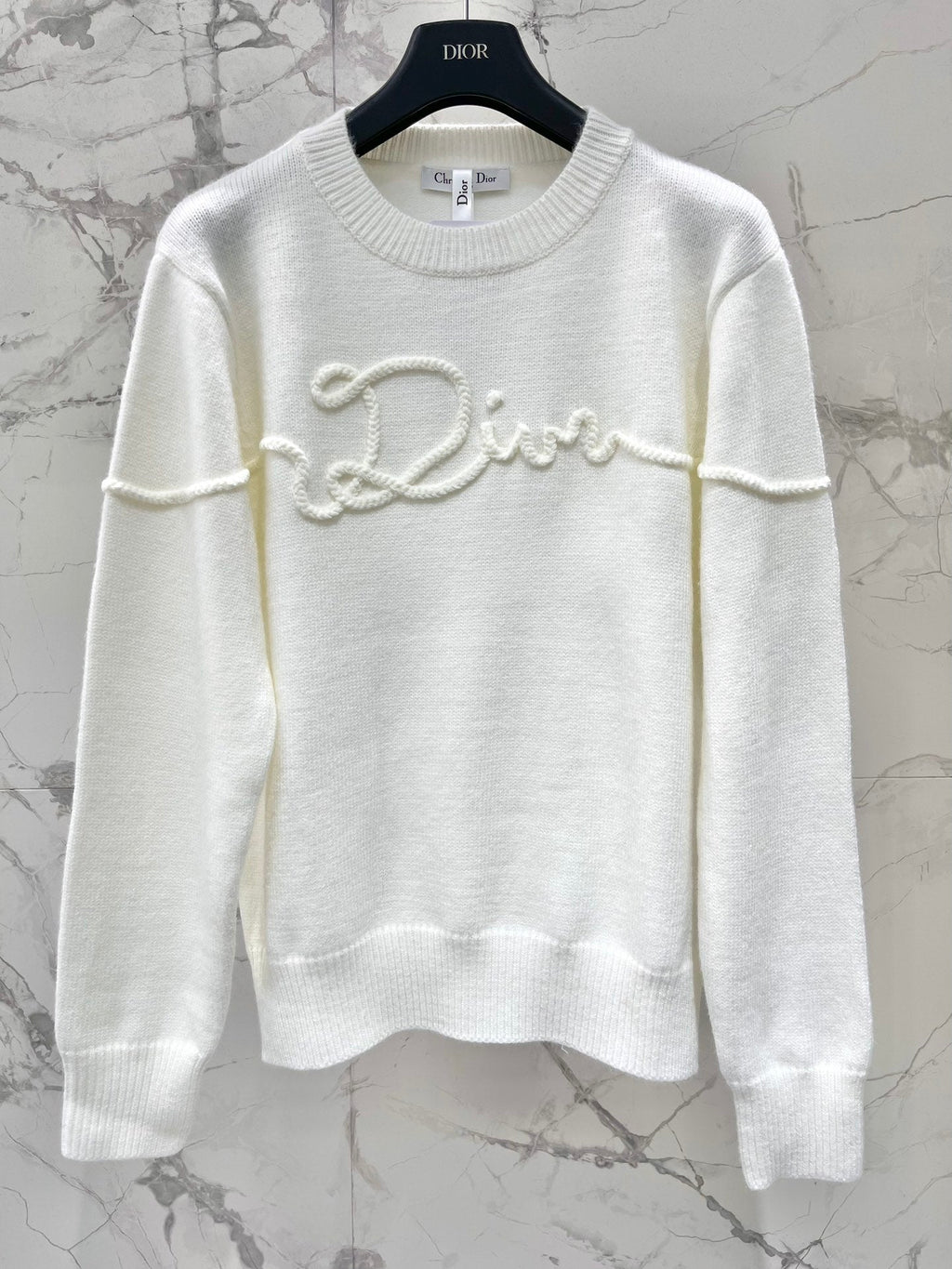 New Ribbon Jacquard Embroidered Letter Wool Knit Sweater