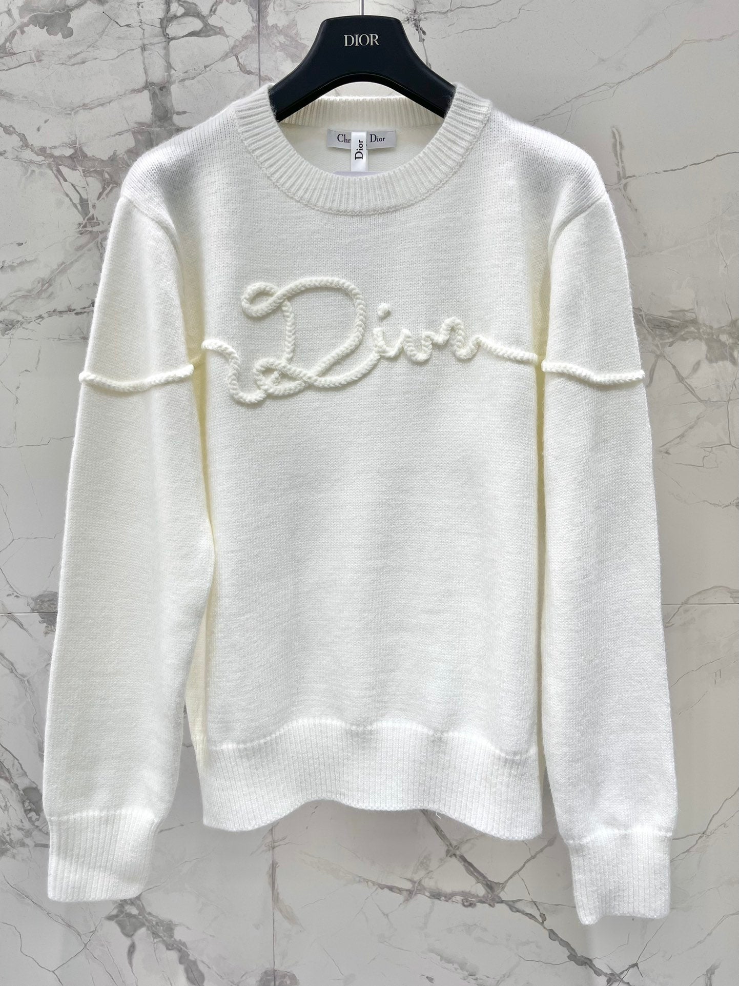 New Ribbon Jacquard Embroidered Letter Wool Knit Sweater