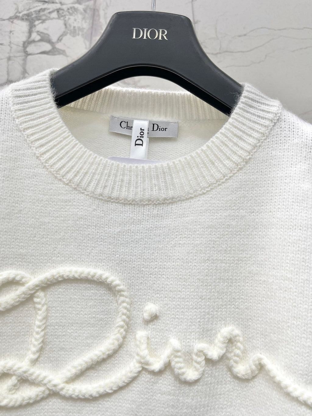 New Ribbon Jacquard Embroidered Letter Wool Knit Sweater