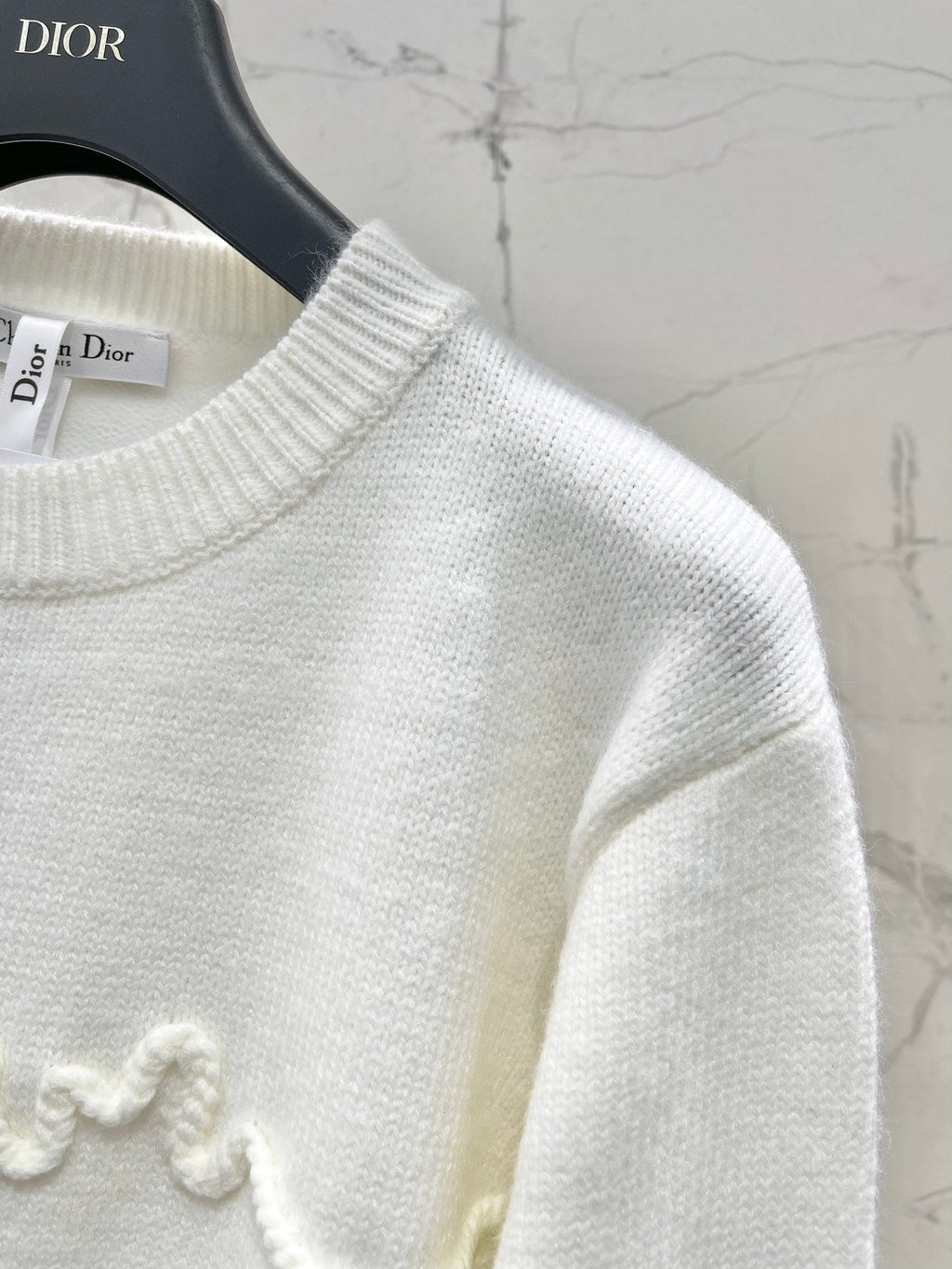 New Ribbon Jacquard Embroidered Letter Wool Knit Sweater