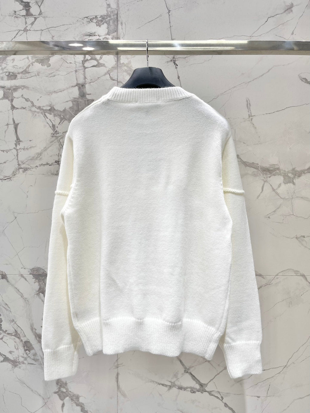 New Ribbon Jacquard Embroidered Letter Wool Knit Sweater