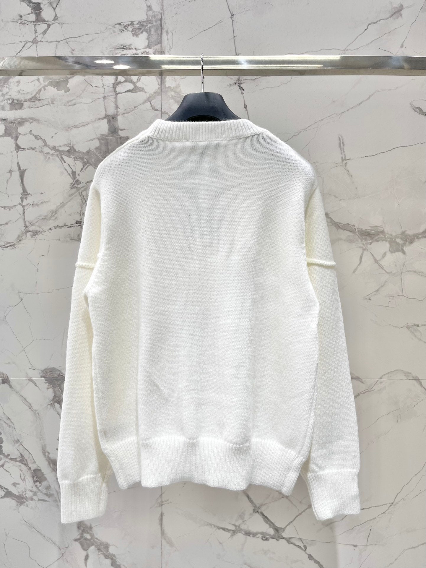 New Ribbon Jacquard Embroidered Letter Wool Knit Sweater
