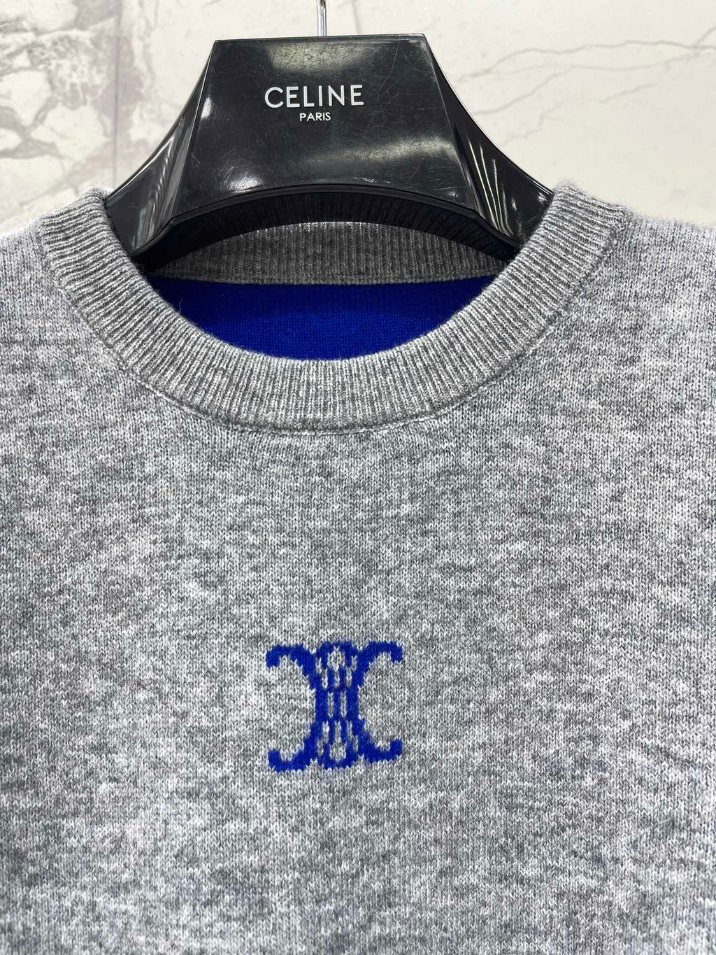 Jacquard Knit Crew Neck Long-Sleeve Cropped Top