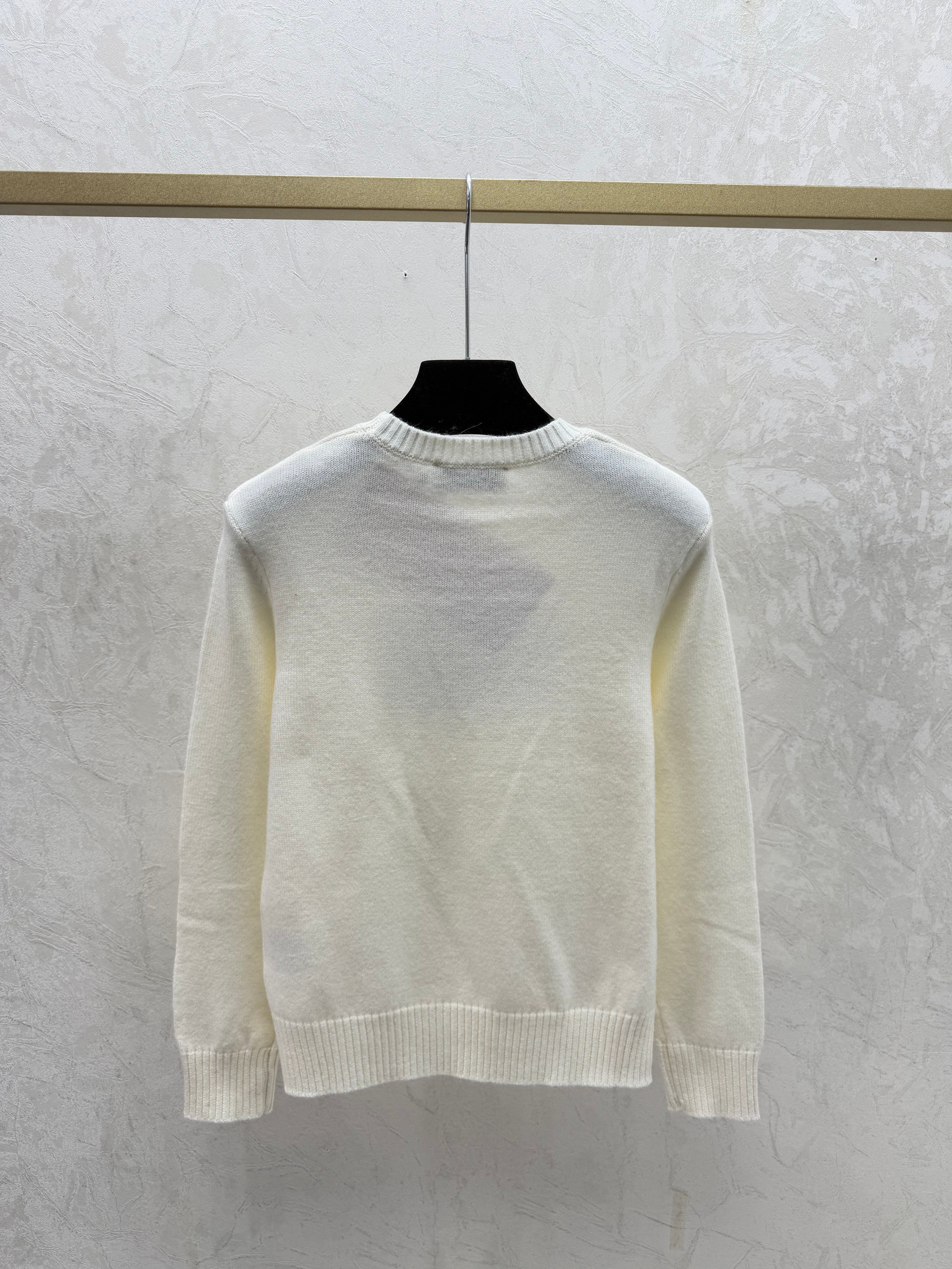 New contrasting color letter print crew neck knitted long-sleeved top