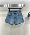 26NEW Denim shorts with rhinestones and bead embellishments