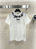 26NEW 3D embroidered and beaded logo T-shirt