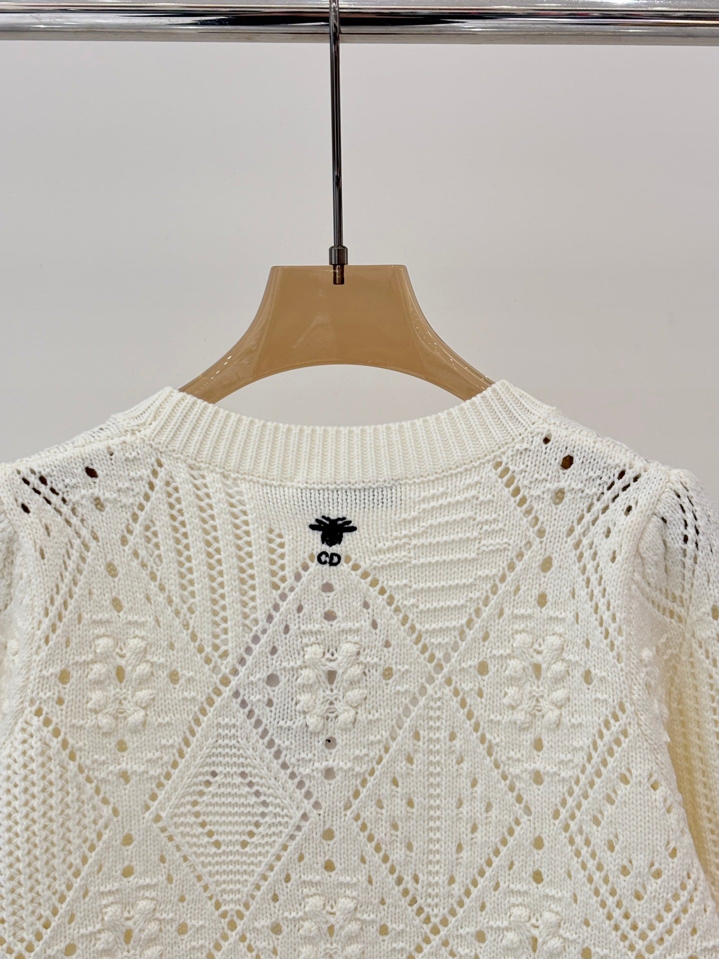 Embroidered jacquard knit long-sleeved top