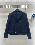 26NEW Straight-cut, lapel collar, double-breasted coat