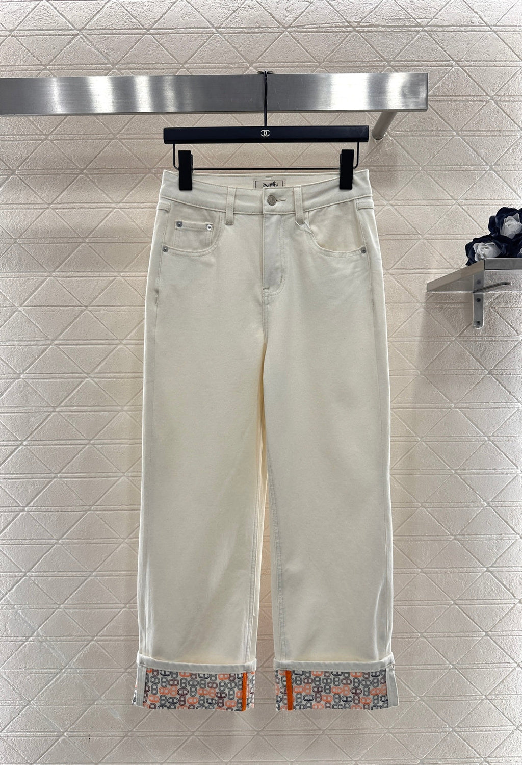 26NEW Folded Hem Straight Leg Trousers