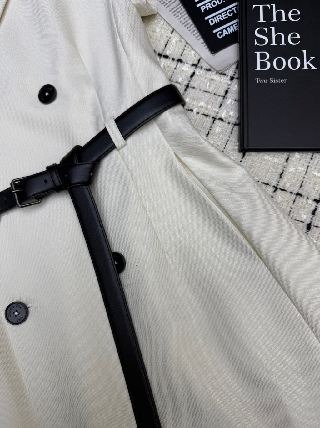 Lapel collar double-breasted long dress