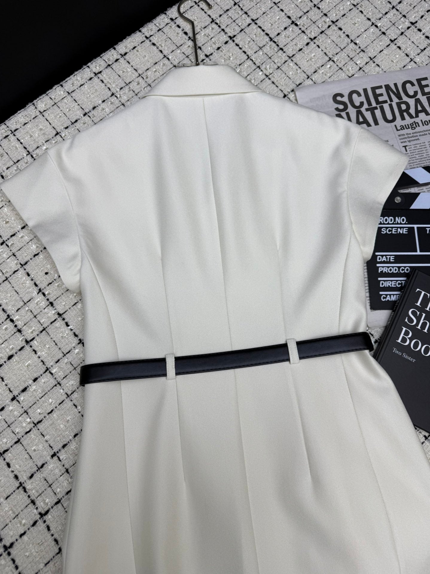 Lapel collar double-breasted long dress