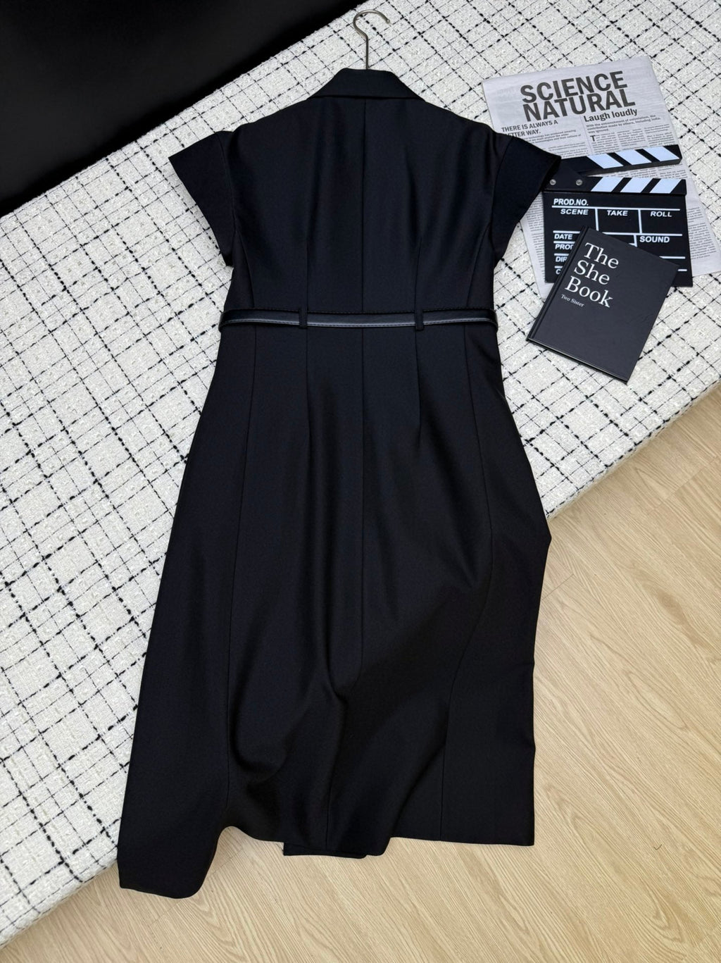 Lapel collar double-breasted long dress