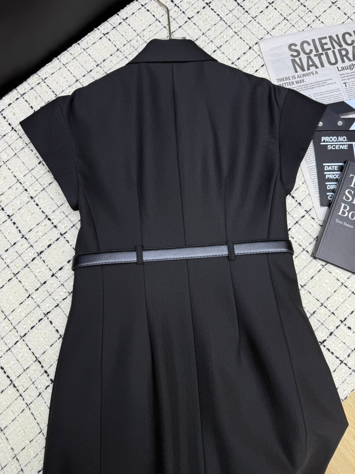 Lapel collar double-breasted long dress