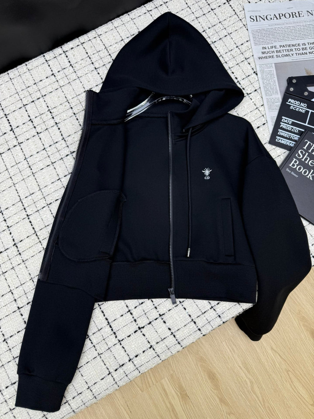 Hooded jacket + elastic waist casual pants