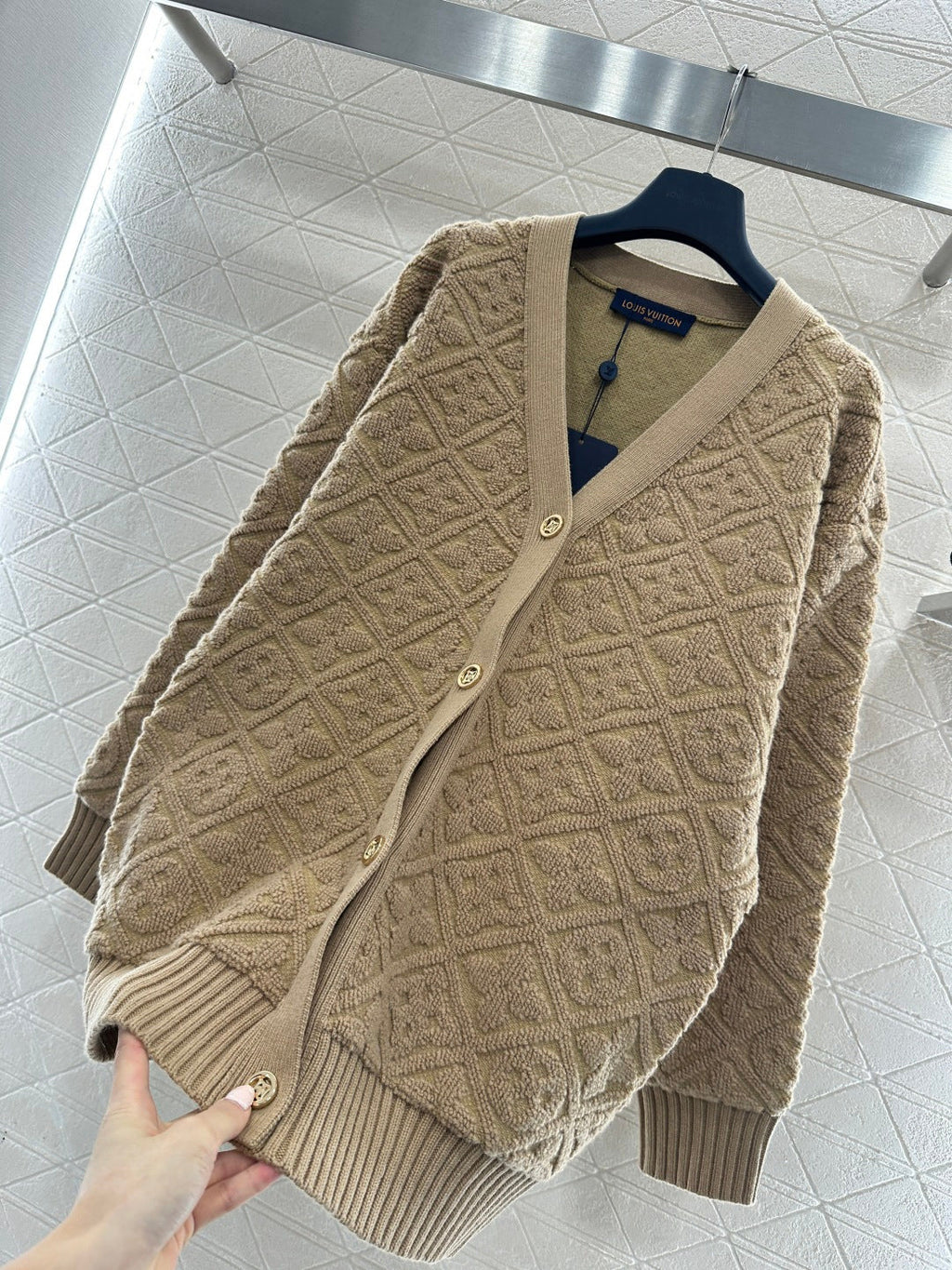 26NEW Cocoon-shaped Jacquard Knit Cardigan