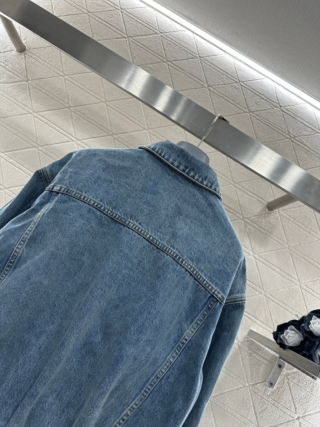 26NEW Collared Zip-Up Denim Jacket