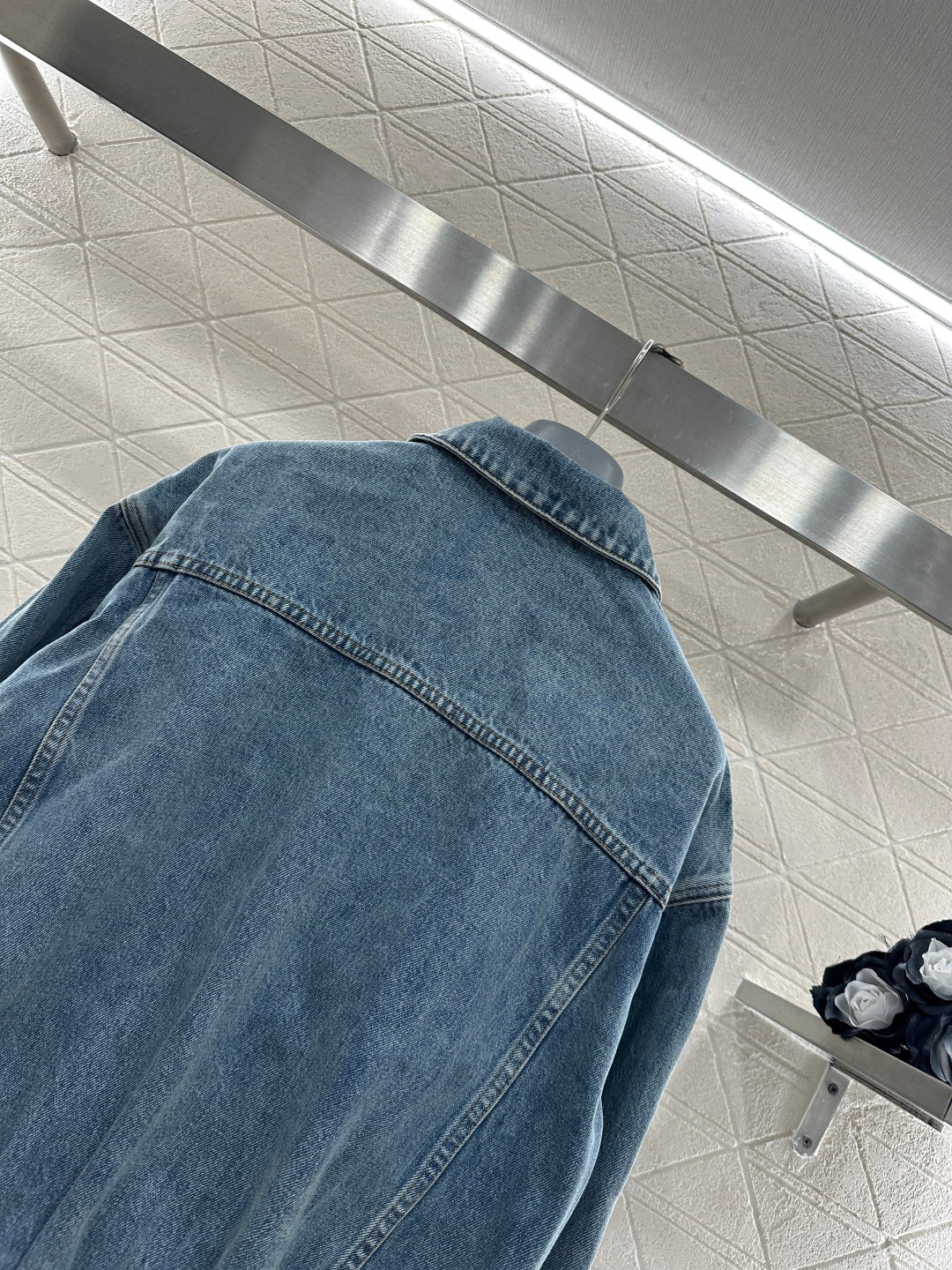 26NEW Collared Zip-Up Denim Jacket