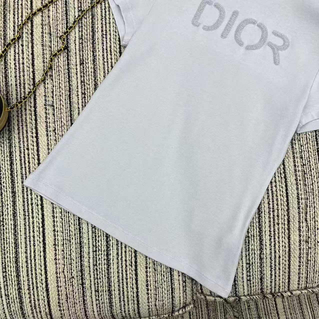 26NEW Embroidered Letter Crew Neck Short Sleeve T-Shirt