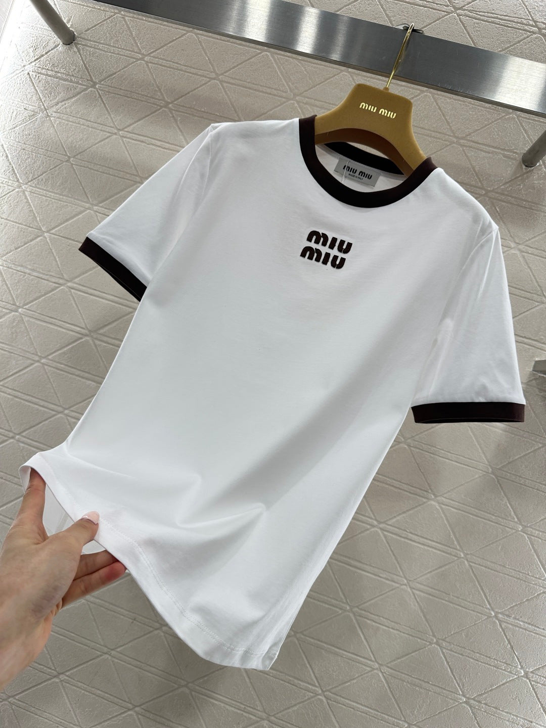 26NEW Color Block Crew Neck Letter Logo Short-Sleeve T-Shirt