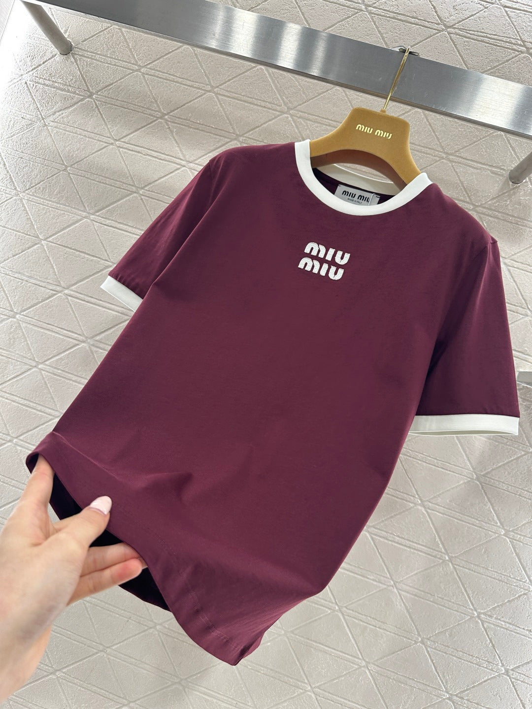 26NEW Color Block Crew Neck Letter Logo Short-Sleeve T-Shirt