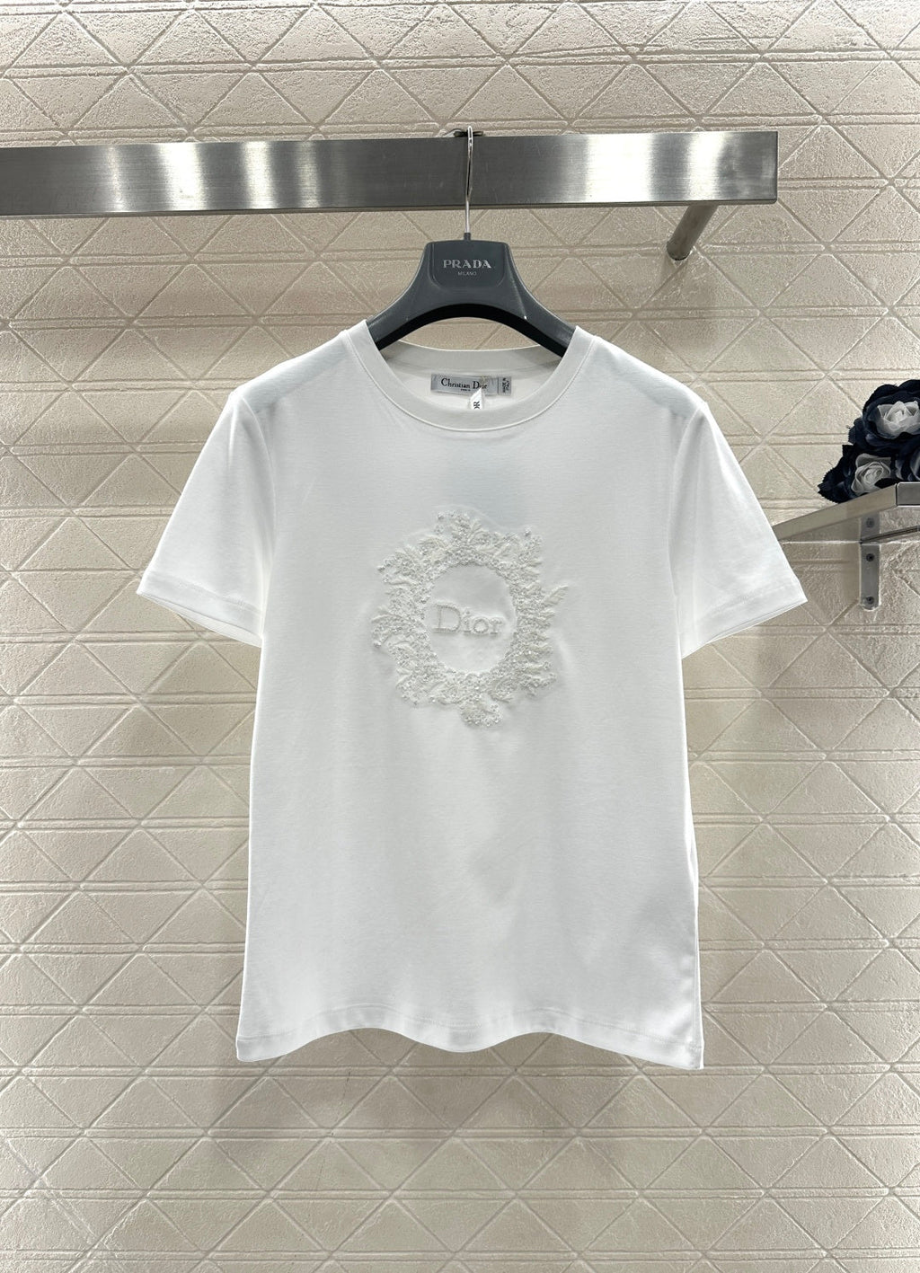 26NEW Crew Neck Embroidered Beaded Short Sleeve