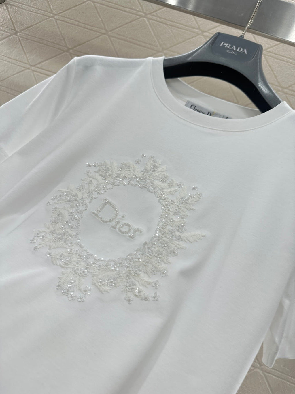 26NEW Crew Neck Embroidered Beaded Short Sleeve