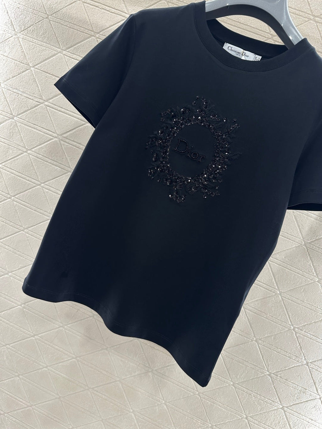 26NEW Crew Neck Embroidered Beaded Short Sleeve