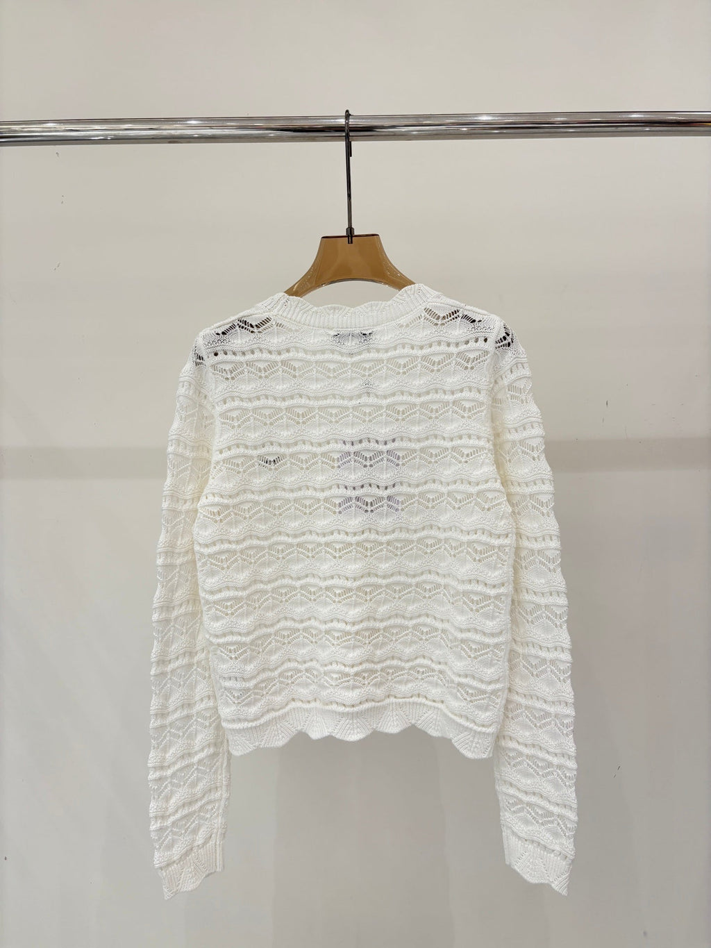 26NEW V-neck 3D jacquard openwork pattern simple casual knit cardigan