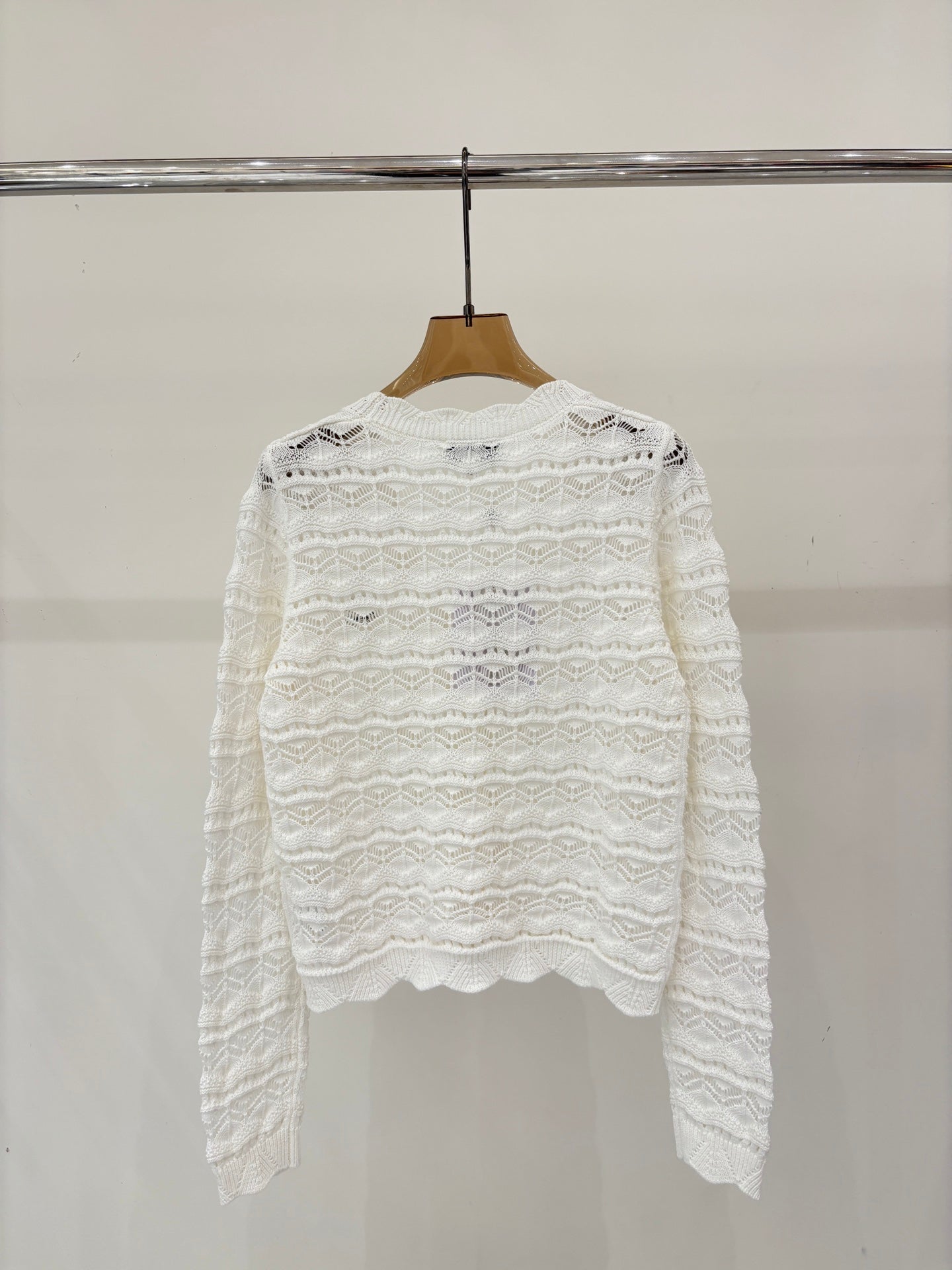 26NEW V-neck 3D jacquard openwork pattern simple casual knit cardigan