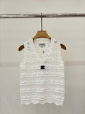 26NEW V-neck 3D jacquard openwork pattern simple casual knitted vest
