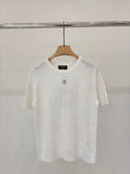 26NEW Crew Neck Hollow-Out Pattern Knit Short Sleeve