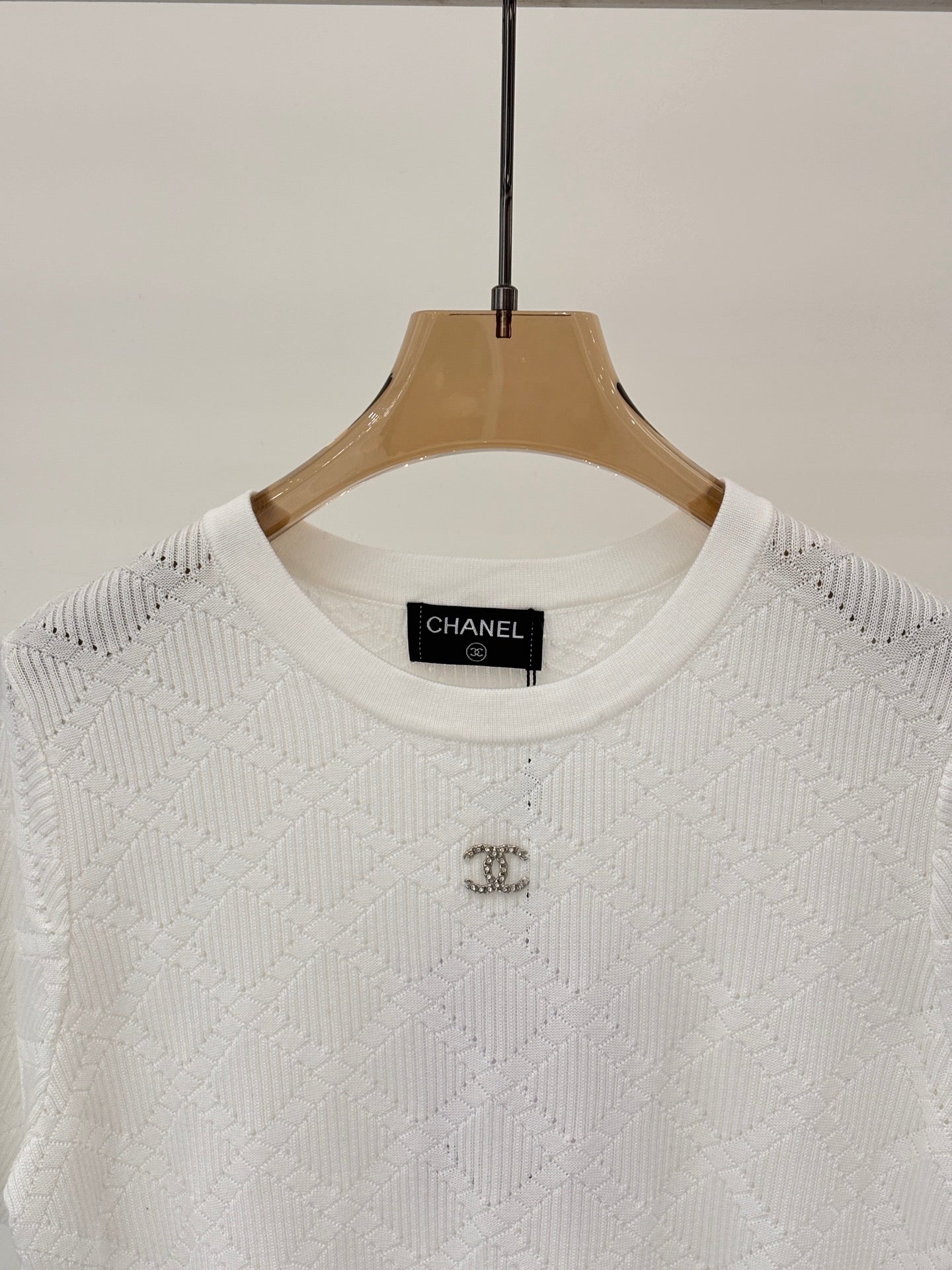 26NEW Crew Neck Hollow-Out Pattern Knit Short Sleeve