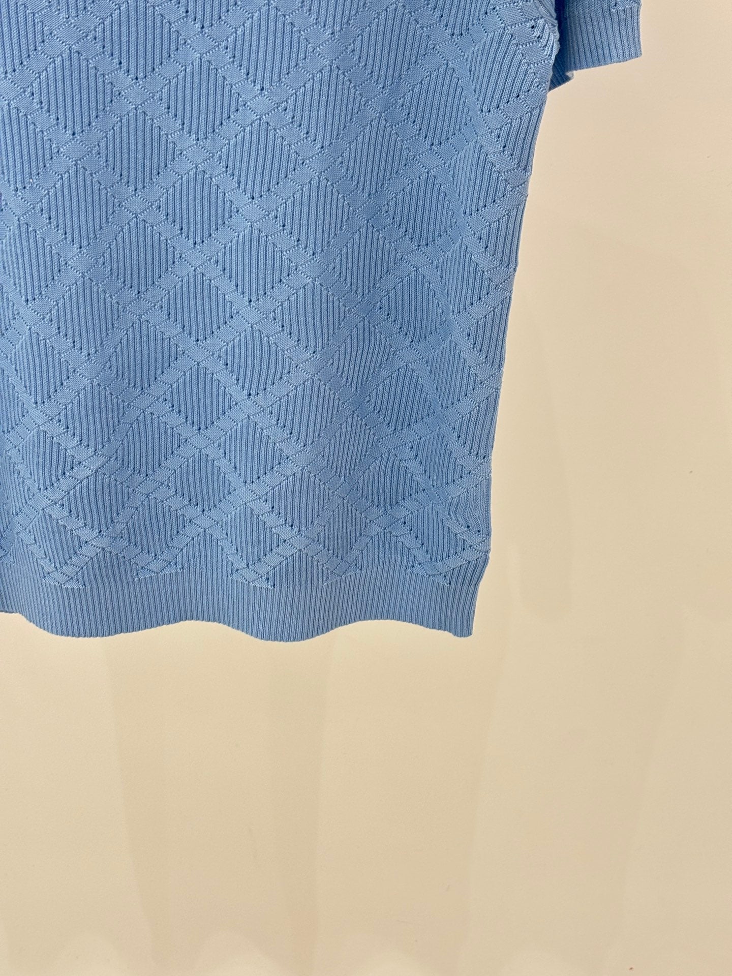 26NEW Crew Neck Hollow-Out Pattern Knit Short Sleeve