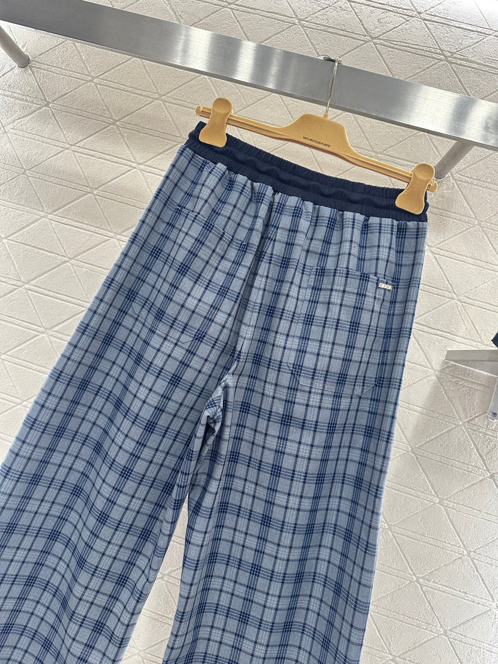 26NEW drawstring plaid curved trousers