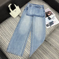 26NEW Faux Two-Piece Denim Mini Skirt and Wide-Leg Pants